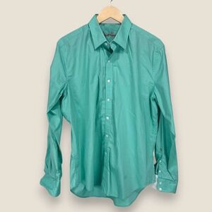 Robert Graham Long Sleeve Flip Cuff Button Shirt Men Medium Classic Green Cotton